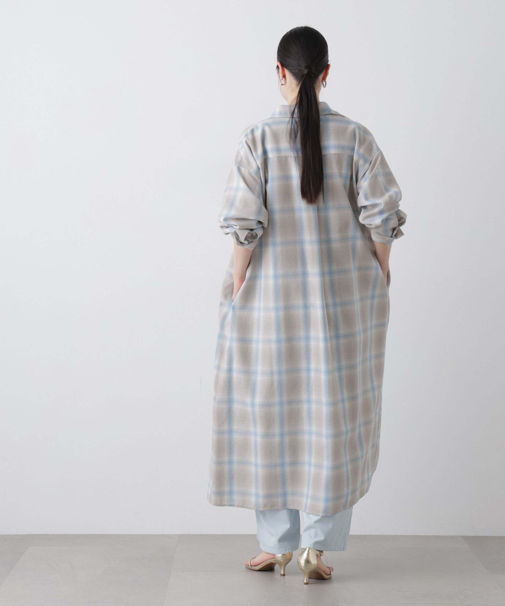 nano･universe「オンブレーツイルチェックシャツワンピース」|ワンピース|