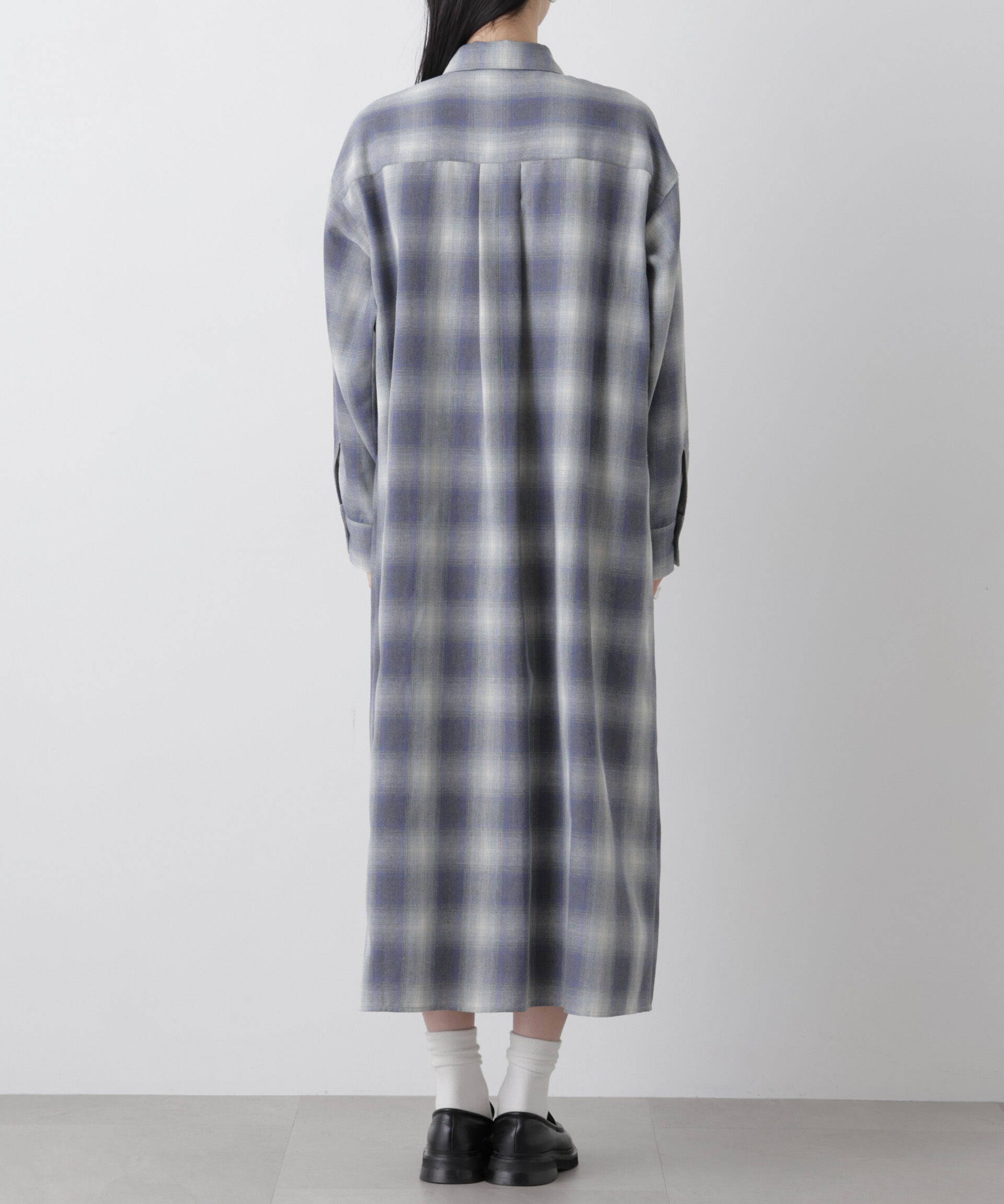 nano･universe「オンブレーツイルチェックシャツワンピース」|ワンピース|