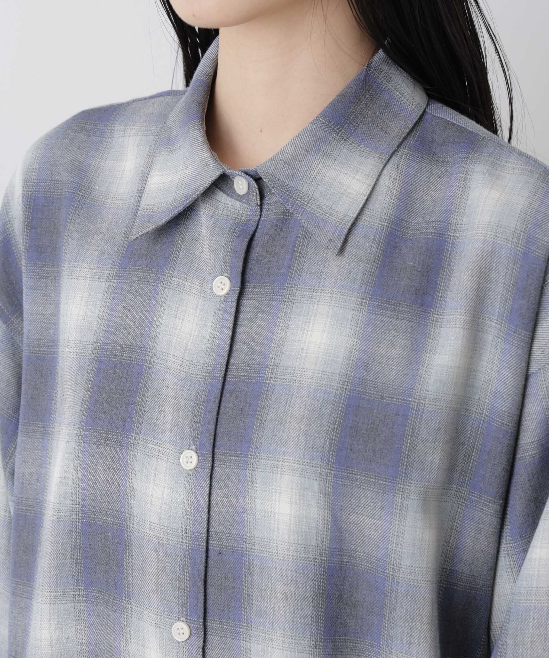 nano･universe「オンブレーツイルチェックシャツワンピース」|ワンピース|