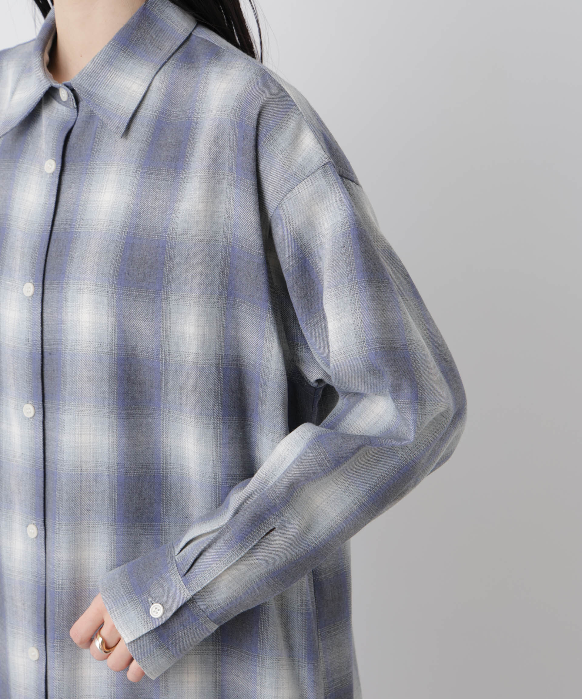 nano･universe「オンブレーツイルチェックシャツワンピース」|ワンピース|