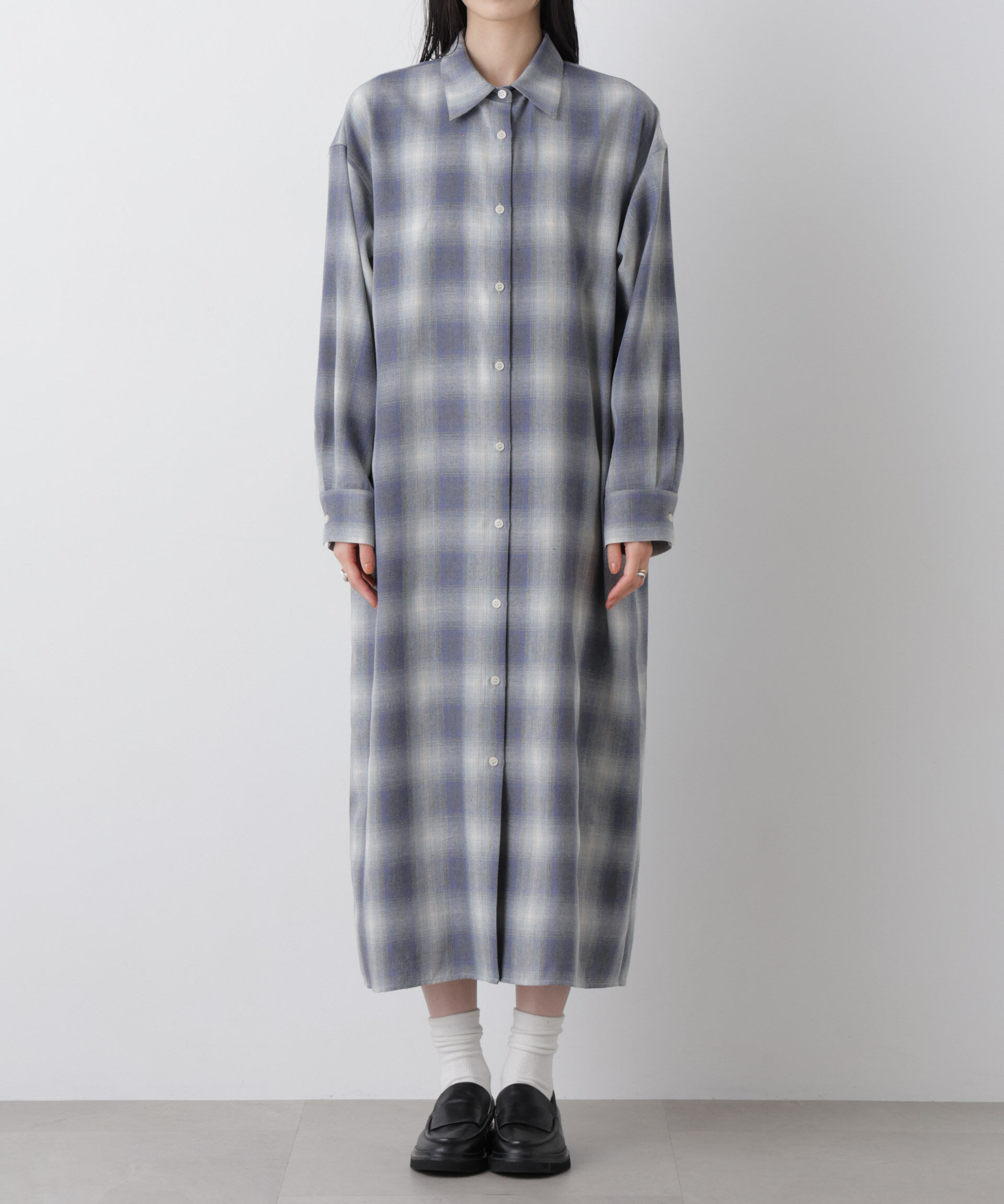 nano･universe「オンブレーツイルチェックシャツワンピース」|ワンピース|