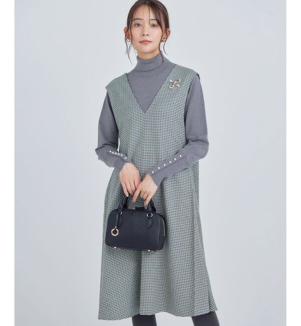 組曲「チドリツイル ジャンパーワンピース」|ジャンパースカート|グリーン系3