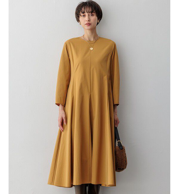 23区「【洗える】ストレッチタイプライター ワンピース」|ワンピース|マスタード系