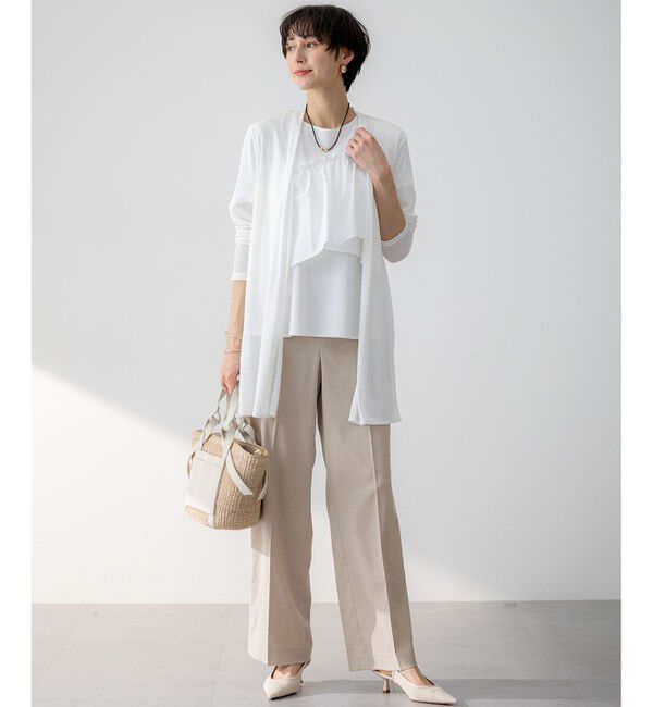 23区「【セットアップ対応/防シワ性/洗える】アイアスマットストレッチ セミワイド パンツ」|その他|