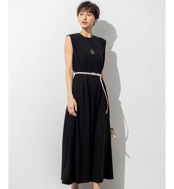 23区「【Oggi8月号掲載/接触冷感/洗える】ツイストコットンプレーティング スリーブレスワンピース」|ワンピース|ブラック系