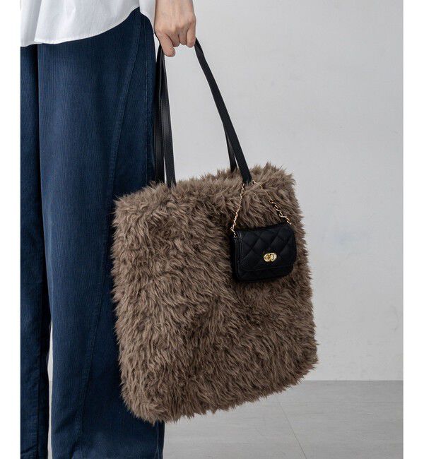 23区「フェイクファー トートバッグ」|トートバッグ|ベージュ系