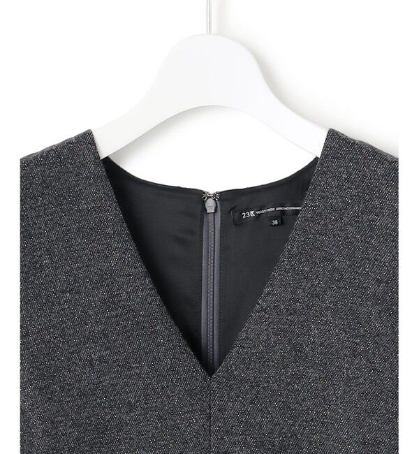 23区「ラメミックスツイード Vネックワンピース」|ワンピース|