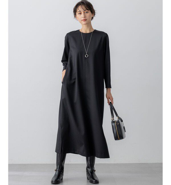23区「【洗える】メリノウールサテン ワンピース」|ワンピース|