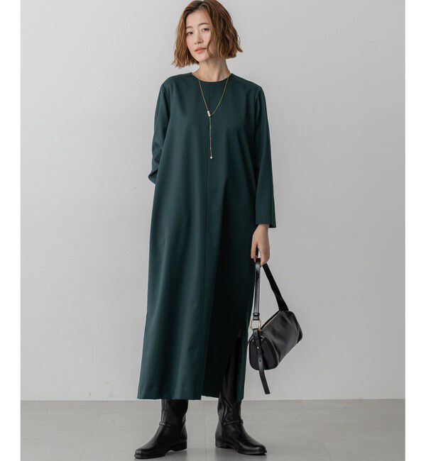 23区「【洗える】メリノウールサテン ワンピース」|ワンピース|