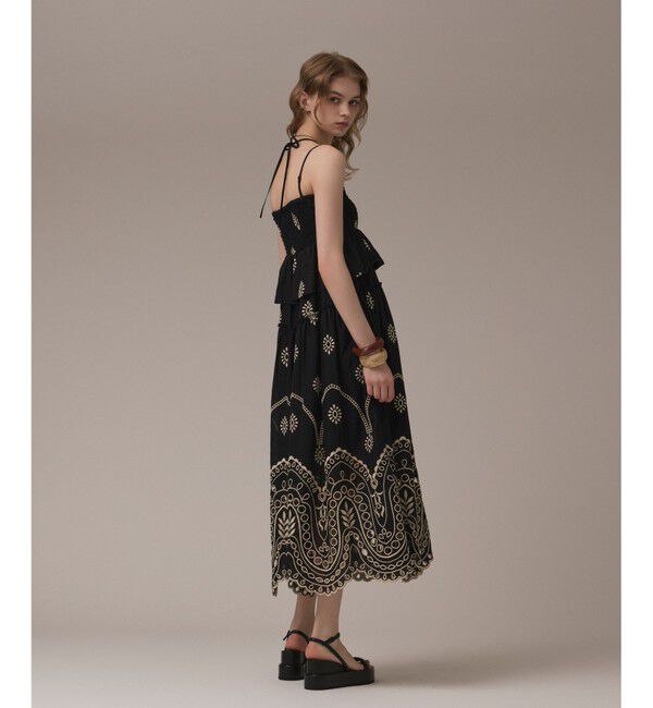 GRACE CONTINENTAL「カットワークマキシドレス」|ワンピース|ブラック