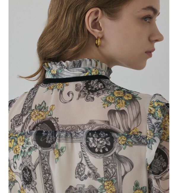 GRACE CONTINENTAL「オーナメントフラワープリントワンピース」|ワンピース|