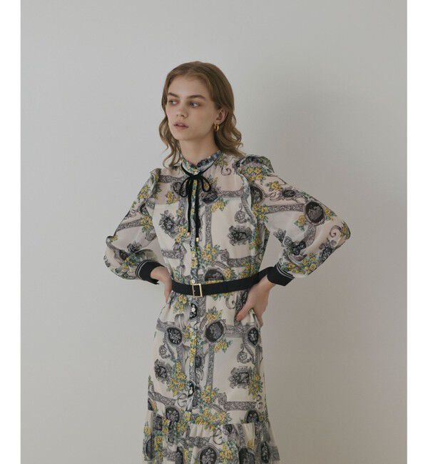 GRACE CONTINENTAL「オーナメントフラワープリントワンピース」|ワンピース|