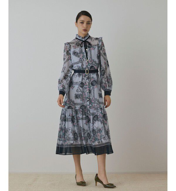 GRACE CONTINENTAL「オーナメントフラワープリントワンピース」|ワンピース|