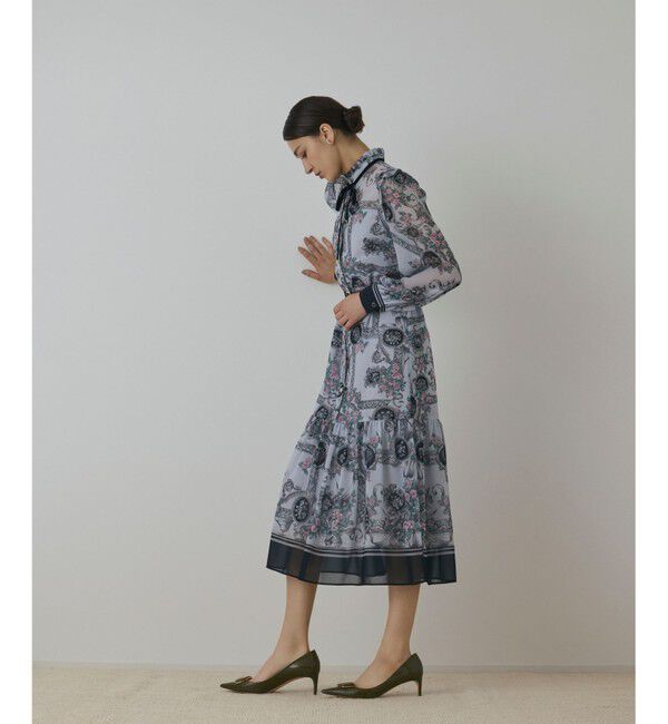 GRACE CONTINENTAL「オーナメントフラワープリントワンピース」|ワンピース|