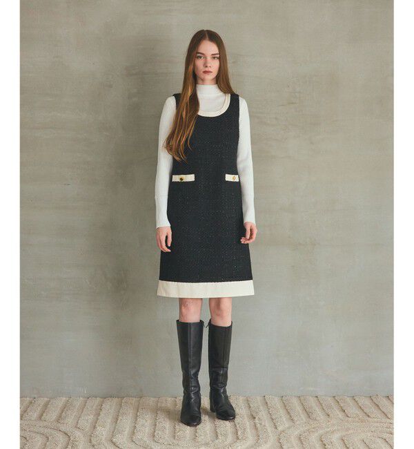 Grace Class「ツイードトリミングワンピース」|ワンピース|