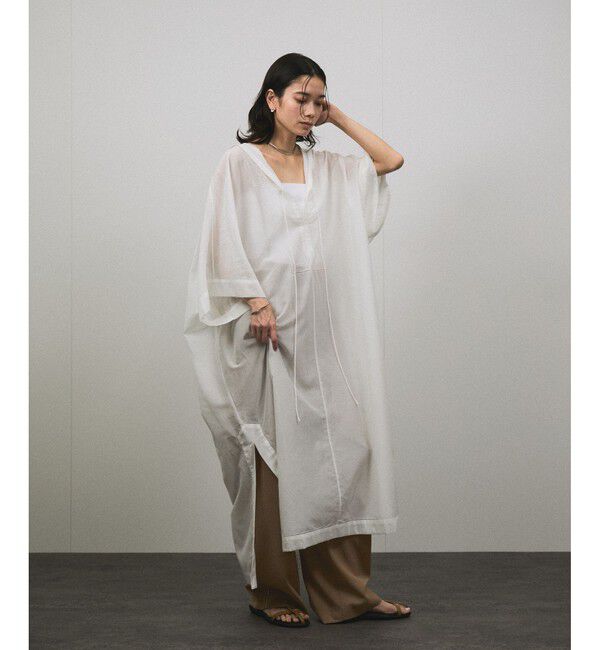 SALON adam et rope'「コットンシルクフードカフタンワンピース」|ワンピース|