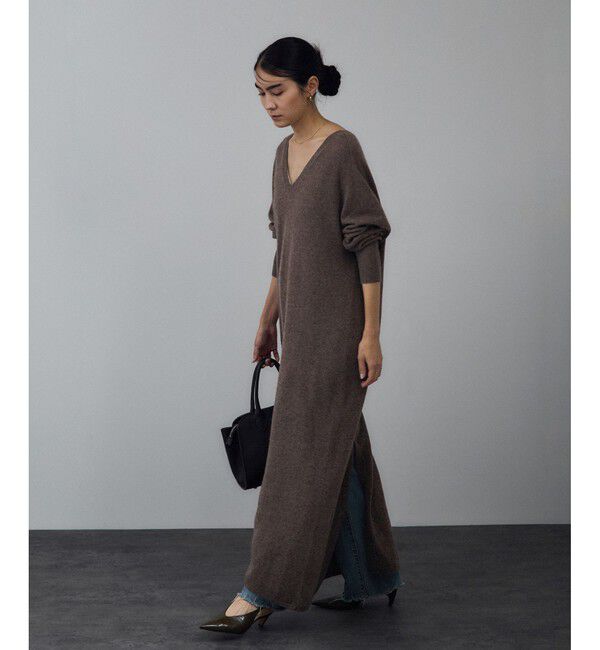 SALON adam et rope'「カシミヤニットVネックワンピース」|ワンピース|ブラウン系(23)