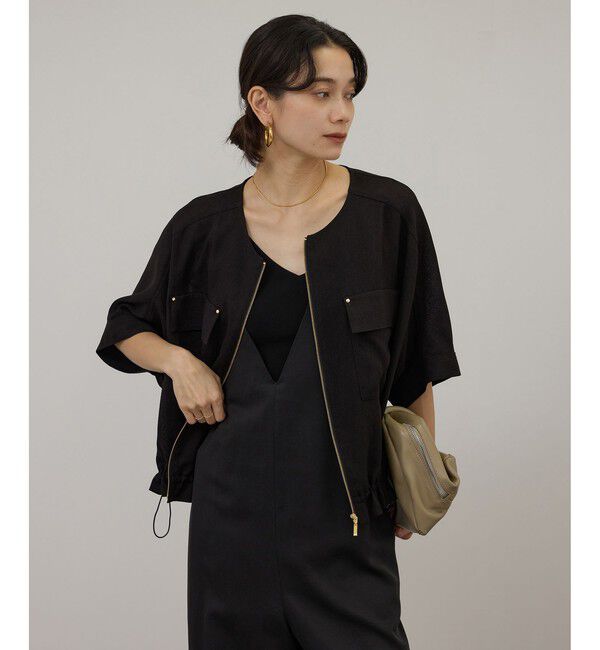 SALON adam et rope'「【WEB限定】ハーフスリーブドロストライトブルゾン」|ブルゾン・スタジャン|ブラック(01)