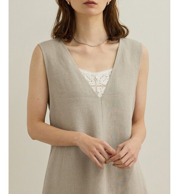 ROPE「尾州リネン ディープＶネックフレアワンピース」|ワンピース|
