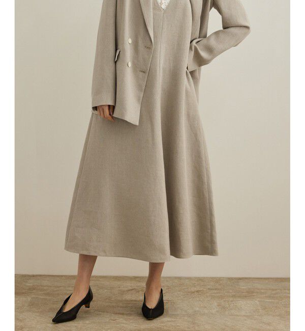 ROPE「尾州リネン ディープＶネックフレアワンピース」|ワンピース|