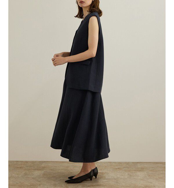 ROPE「尾州リネン ディープＶネックフレアワンピース」|ワンピース|