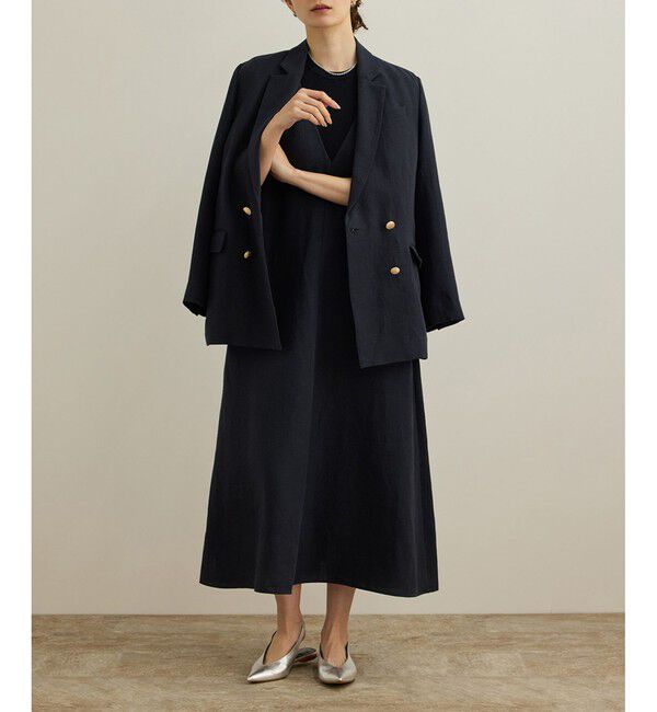 ROPE「尾州リネン ディープＶネックフレアワンピース」|ワンピース|