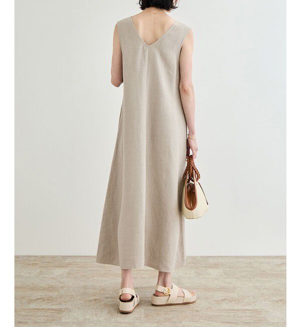 ROPE「尾州リネン ディープＶネックフレアワンピース」|ワンピース|