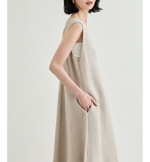 ROPE「尾州リネン ディープＶネックフレアワンピース」|ワンピース|