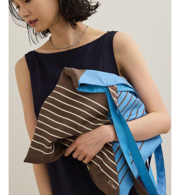 ROPE「幾何学柄シルクトートバッグ」|トートバッグ|サックス(48)