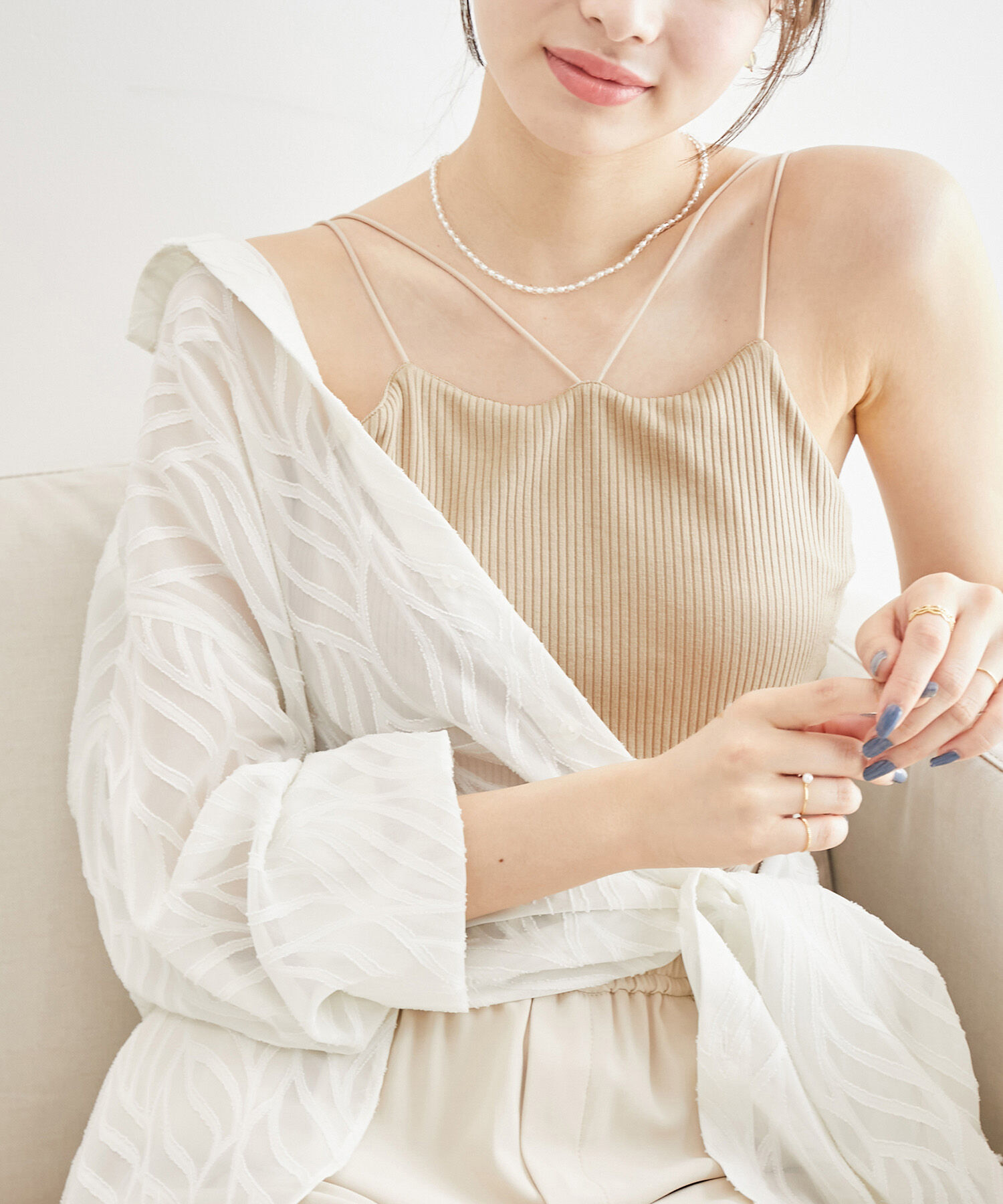 Rope&rsquo;Picnic「コード使いカップ付きリブキャミインナー」|キャミソール|ベージュ(27)