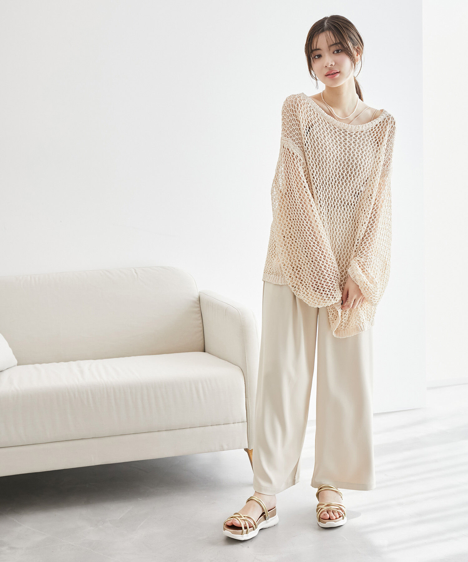 Rope&rsquo;Picnic「コード使いカップ付きリブキャミインナー」|キャミソール|