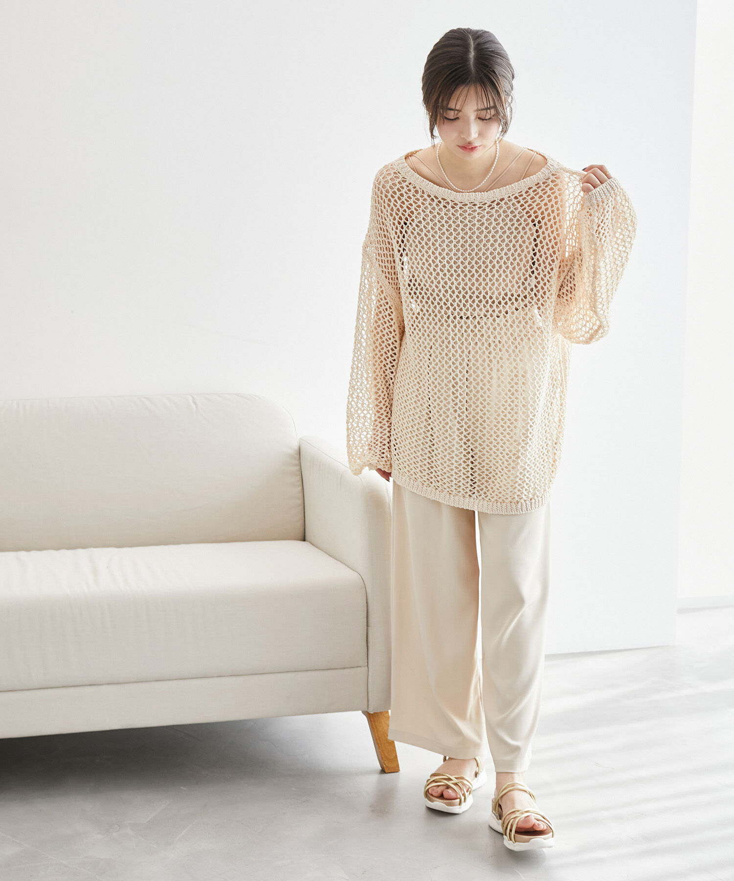 Rope&rsquo;Picnic「コード使いカップ付きリブキャミインナー」|キャミソール|