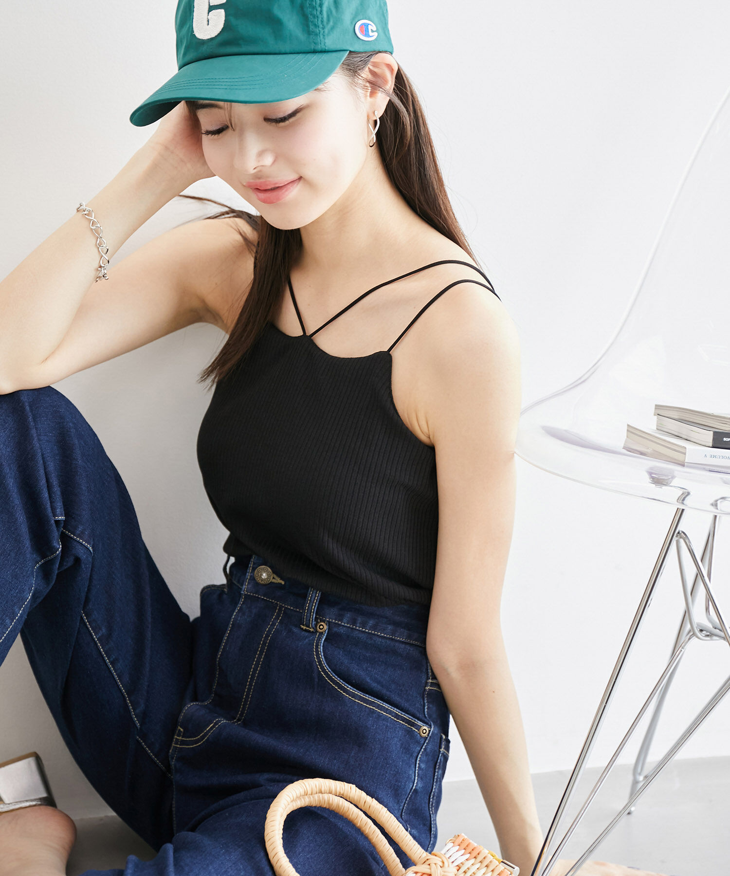 Rope&rsquo;Picnic「コード使いカップ付きリブキャミインナー」|キャミソール|