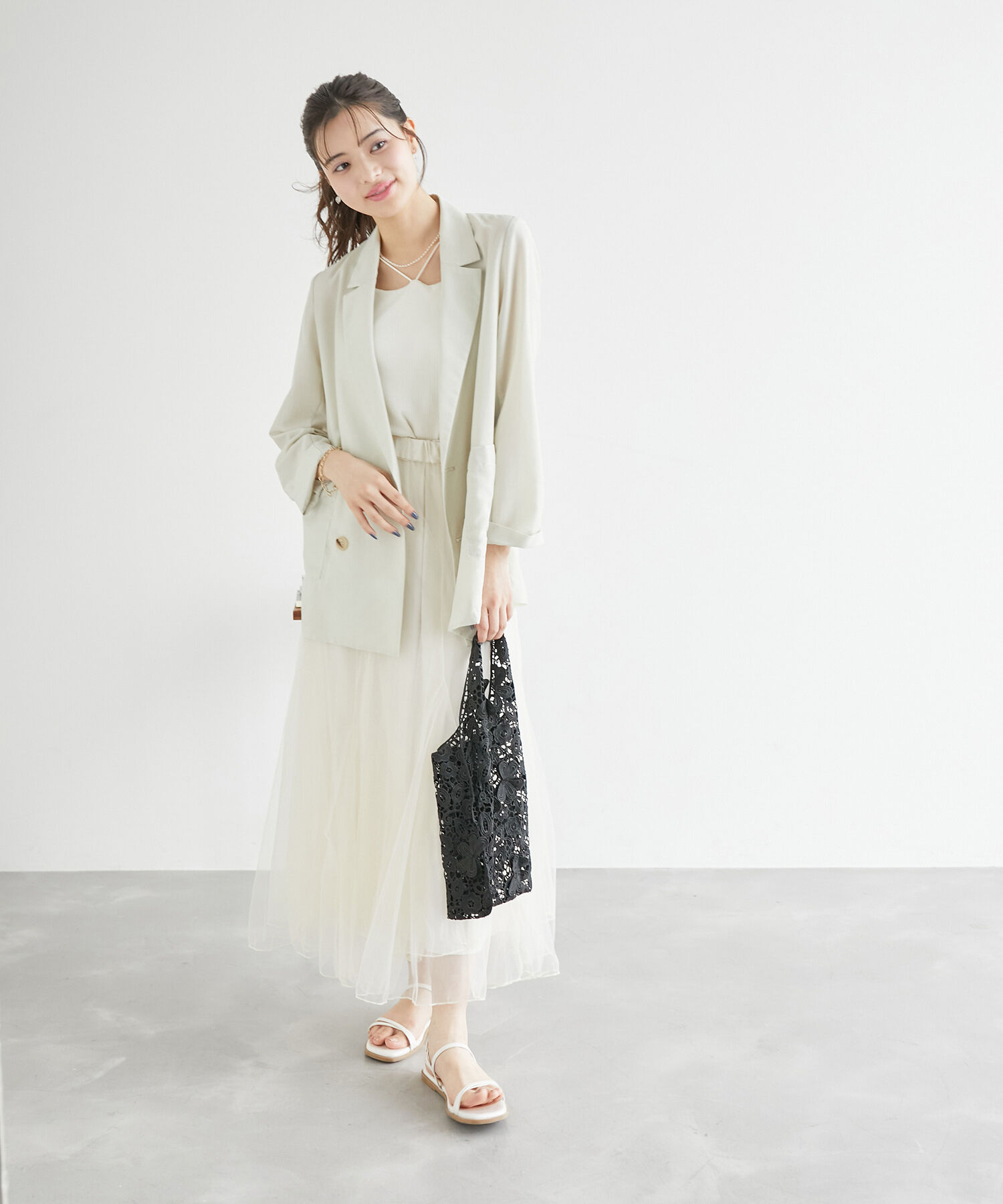 Rope&rsquo;Picnic「コード使いカップ付きリブキャミインナー」|キャミソール|