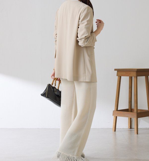  「サイドラインフリンジニットパンツ」|チノ|