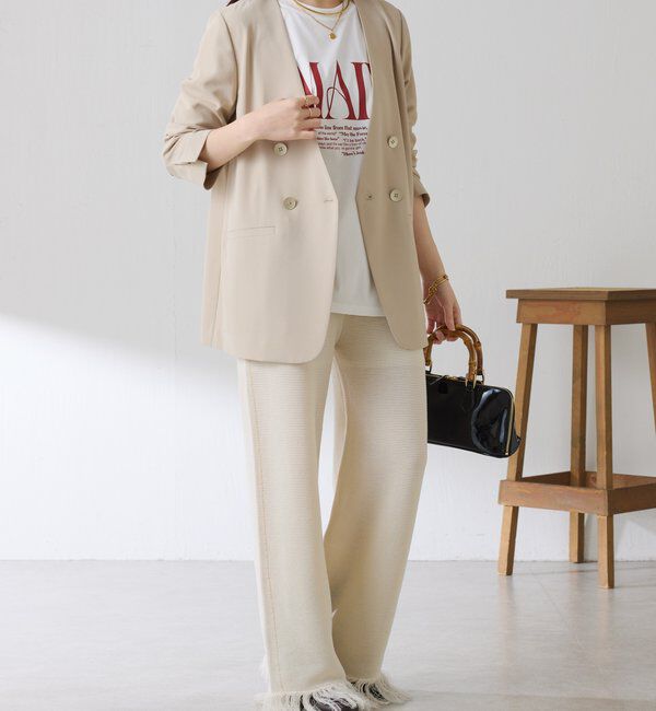  「サイドラインフリンジニットパンツ」|チノ|