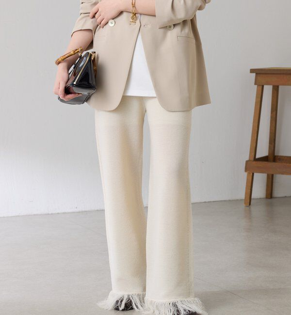  「サイドラインフリンジニットパンツ」|チノ|