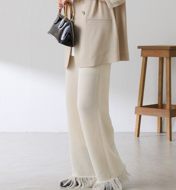  「サイドラインフリンジニットパンツ」|チノ|