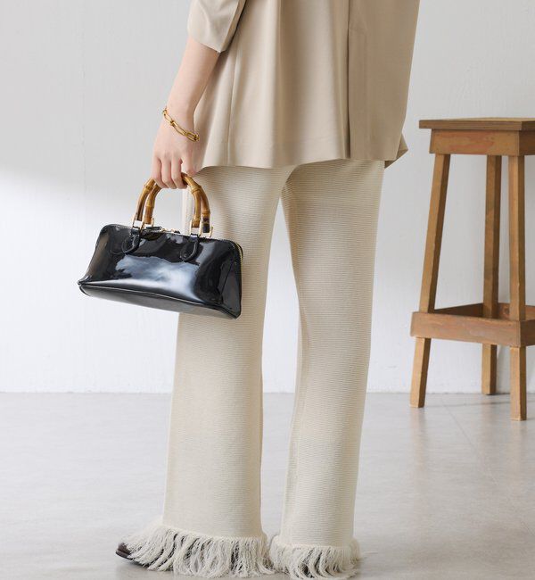  「サイドラインフリンジニットパンツ」|チノ|