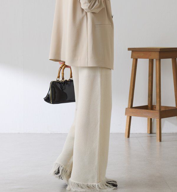  「サイドラインフリンジニットパンツ」|チノ|
