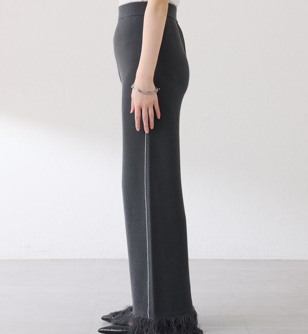  「サイドラインフリンジニットパンツ」|チノ|