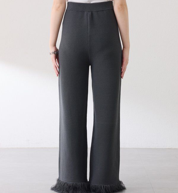  「サイドラインフリンジニットパンツ」|チノ|