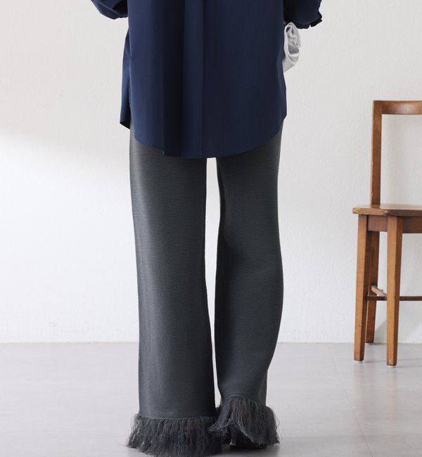  「サイドラインフリンジニットパンツ」|チノ|