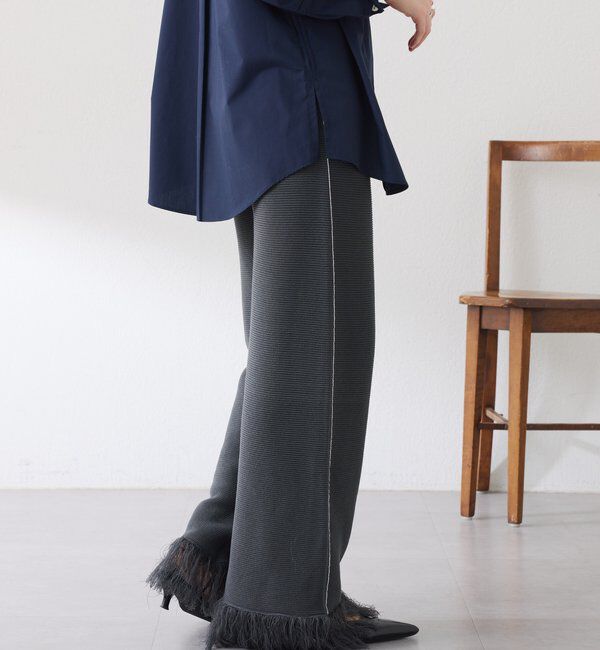  「サイドラインフリンジニットパンツ」|チノ|