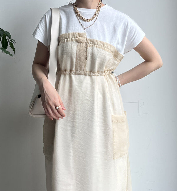  「【WEB限定】シアー切替ワンピース」|ワンピース|オフホワイト