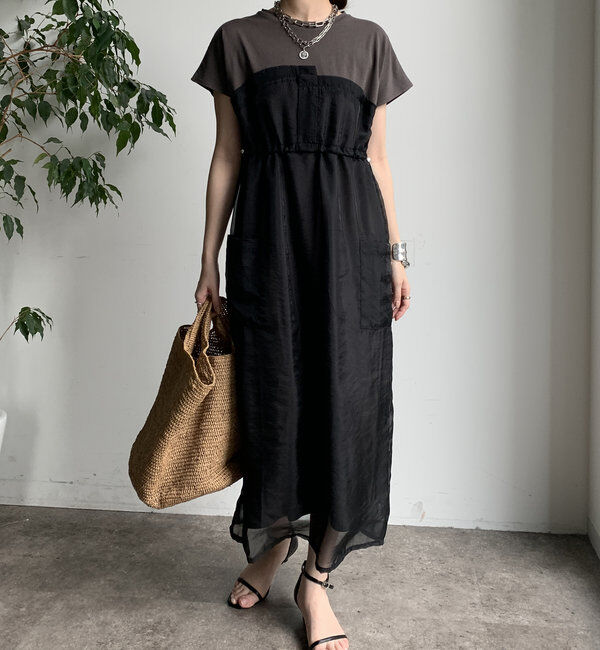  「【WEB限定】シアー切替ワンピース」|ワンピース|