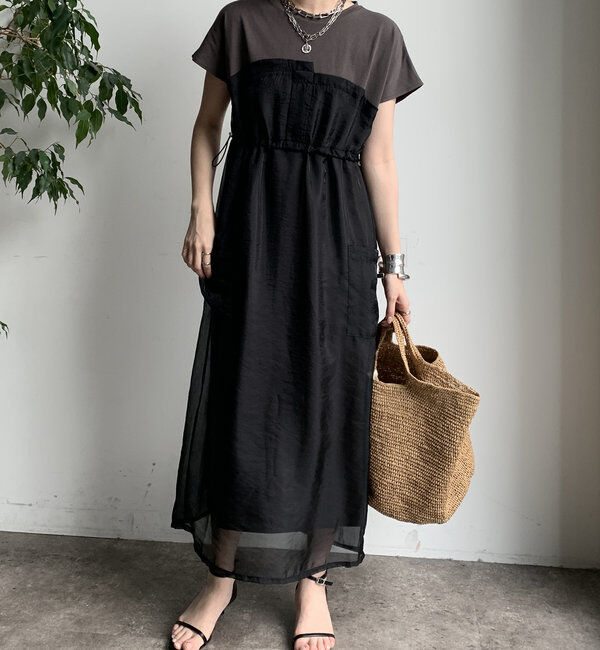  「【WEB限定】シアー切替ワンピース」|ワンピース|