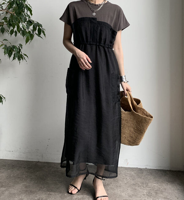  「【WEB限定】シアー切替ワンピース」|ワンピース|