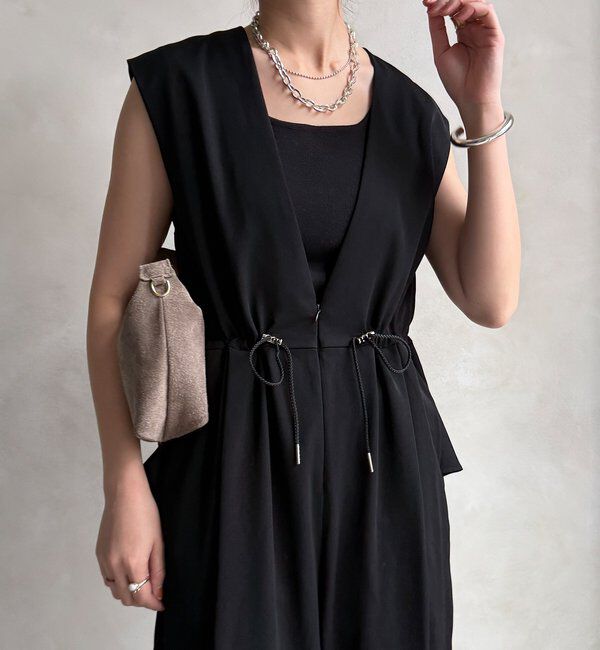  「【WEB限定/オケージョン対応】ペプラムオールインワン」|ワンピース|ブラック