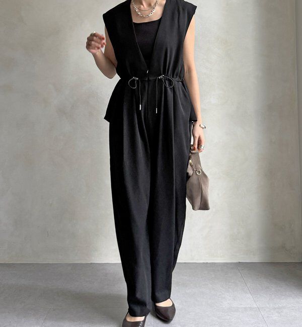  「【WEB限定/オケージョン対応】ペプラムオールインワン」|ワンピース|